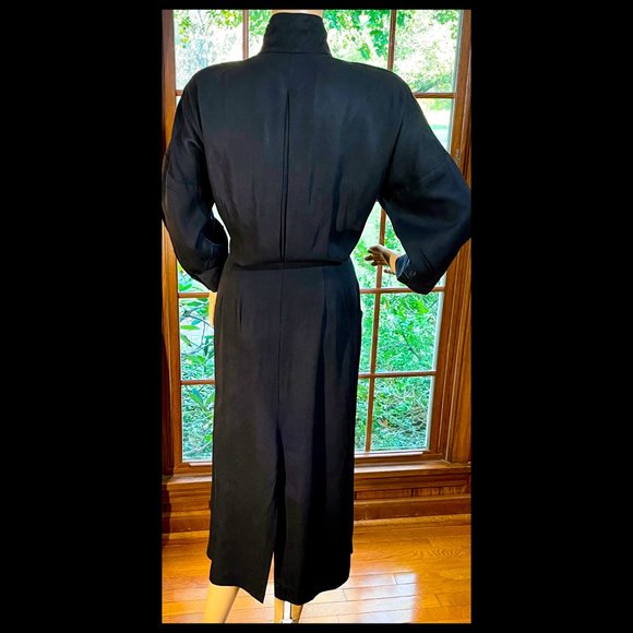 ▪️VTG▪️KATIE▪️ILGWU▪️1980's Black Convertible Collar Pocket Maxi Shirt Dress - Picture 2 of 10